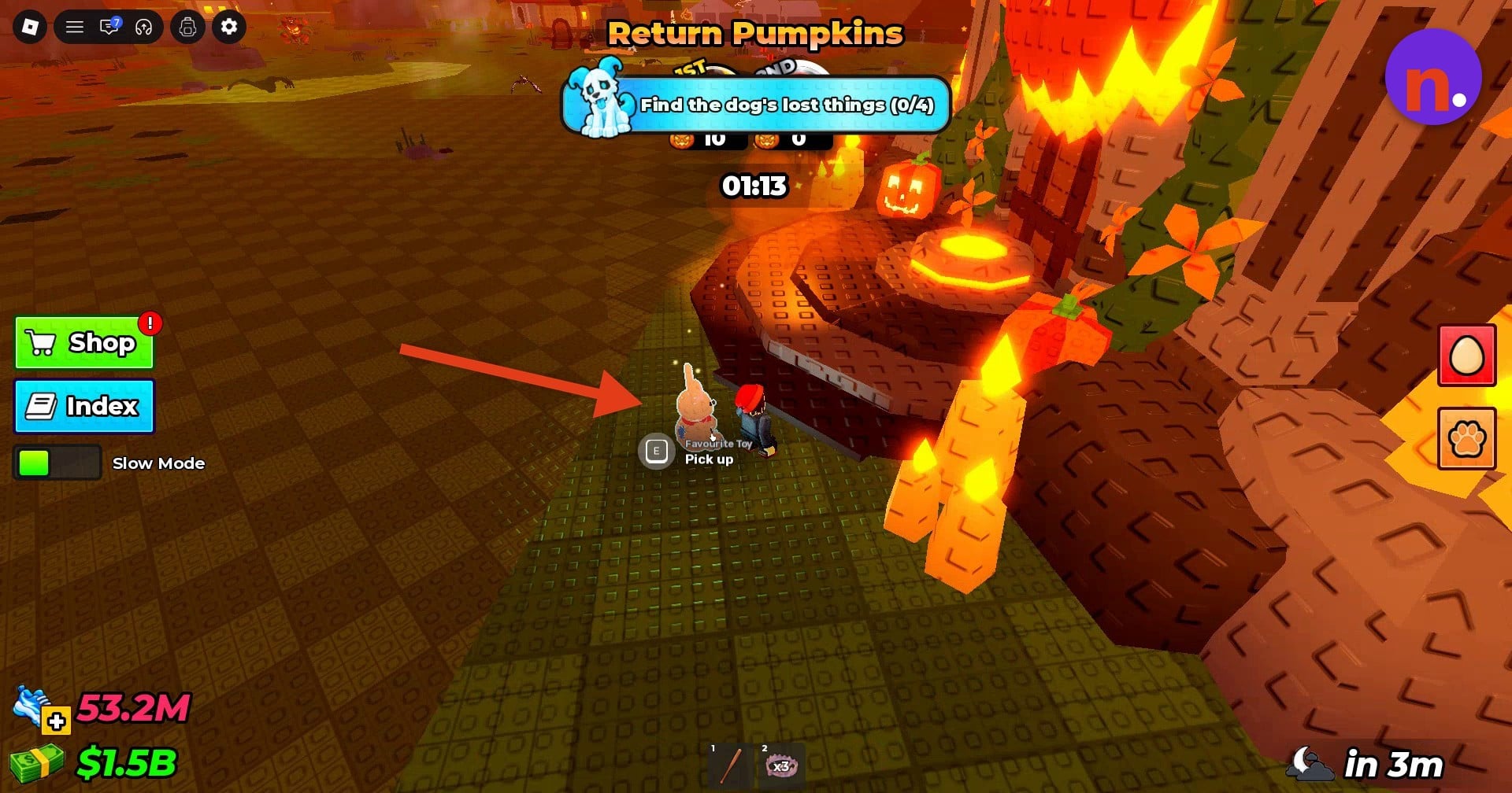 Favourite Toy beside the pumpkin altar