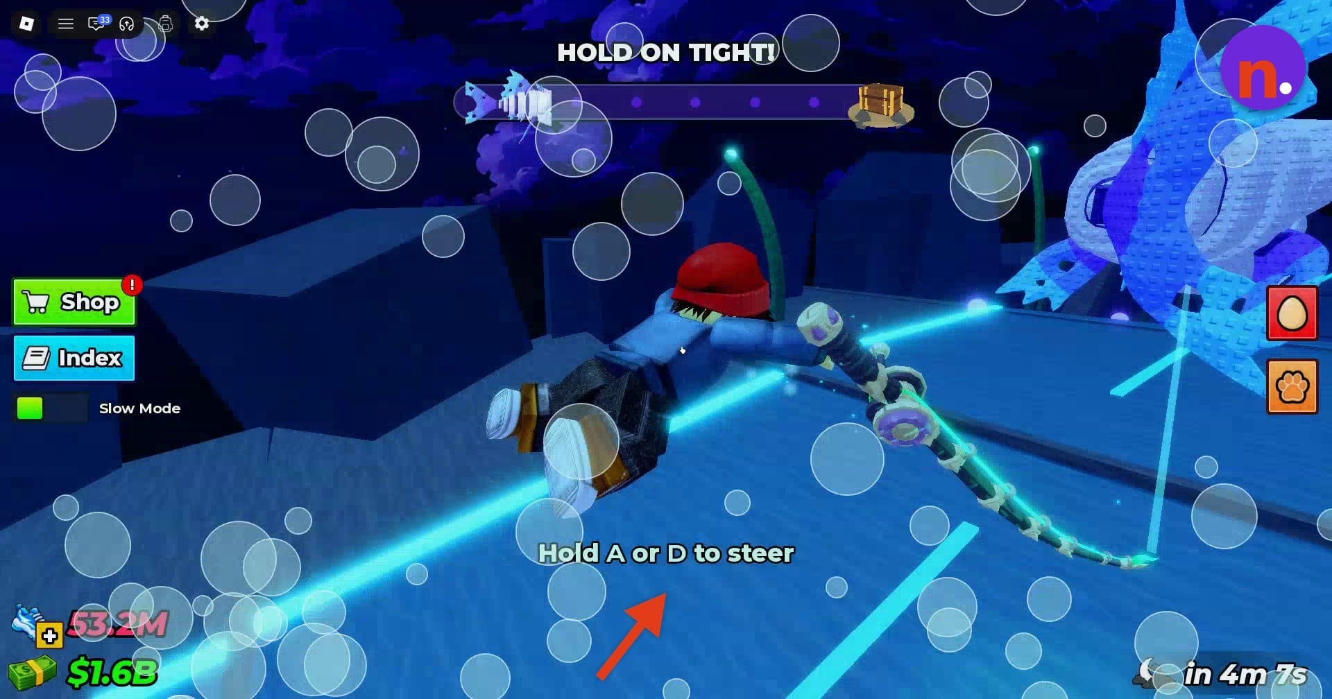 Underwater steering instructions