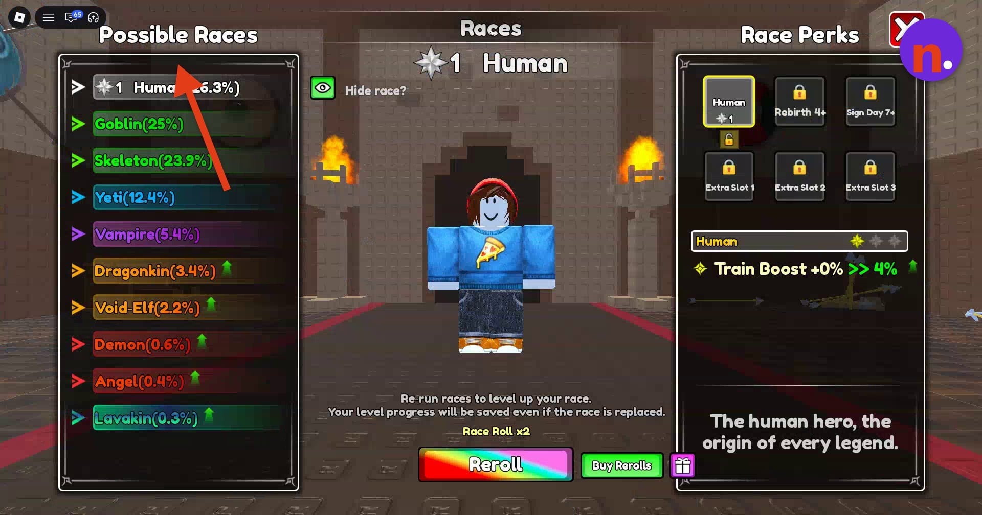 Possible Races and the Race Roll balance