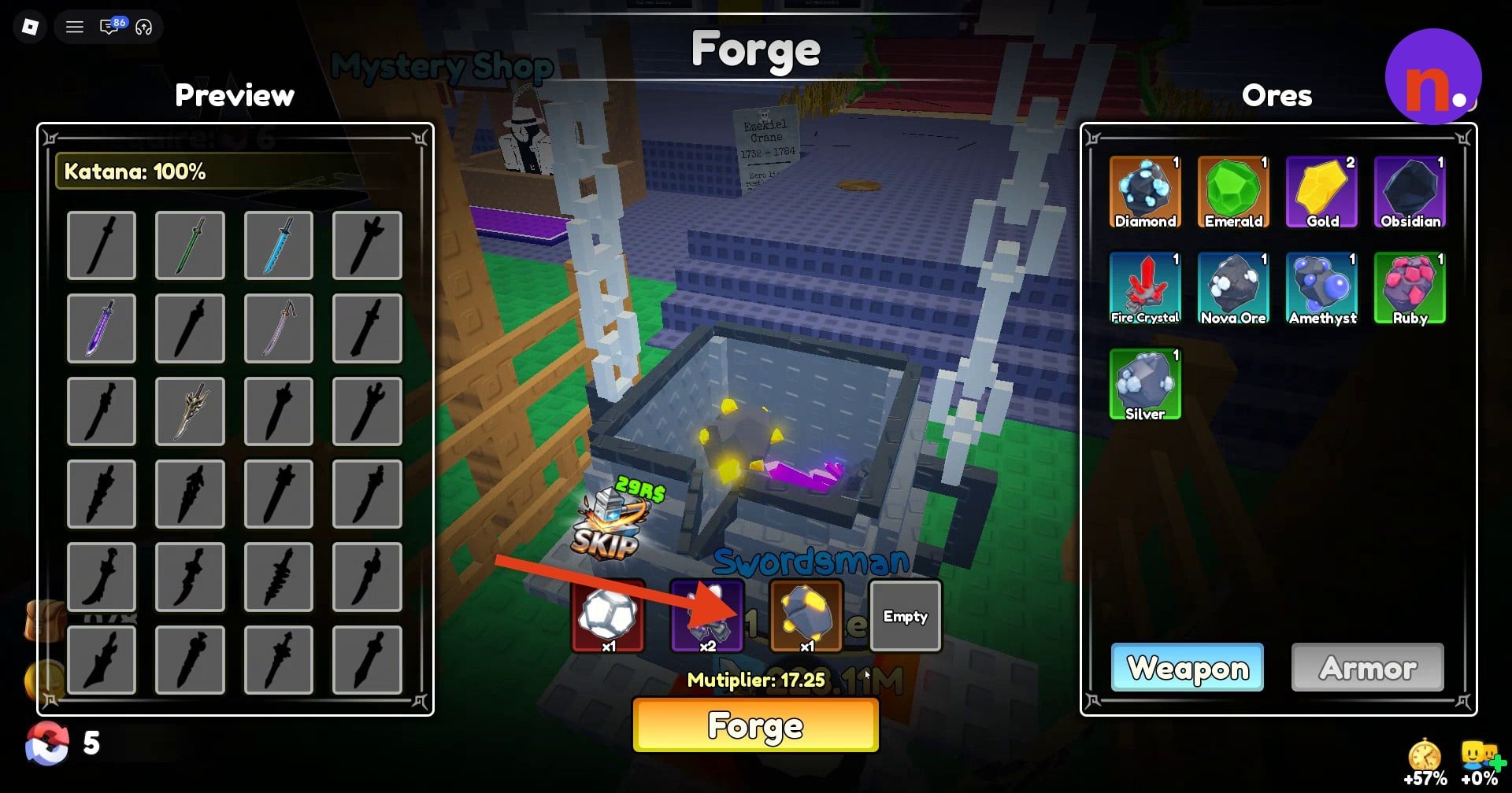 The completed recipe’s Katana preview