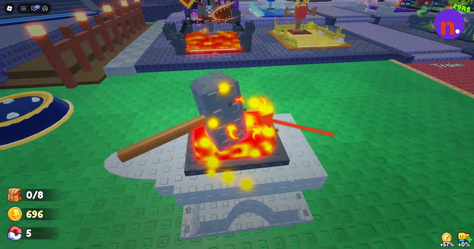 The hammering stage of the forging animation