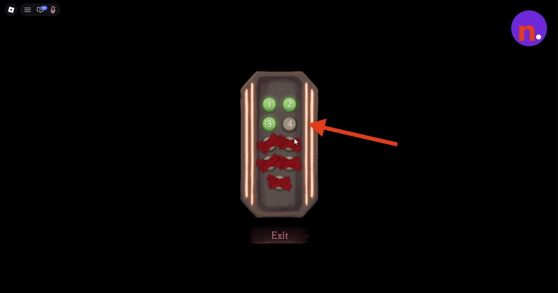 Button 4 on the elevator panel
