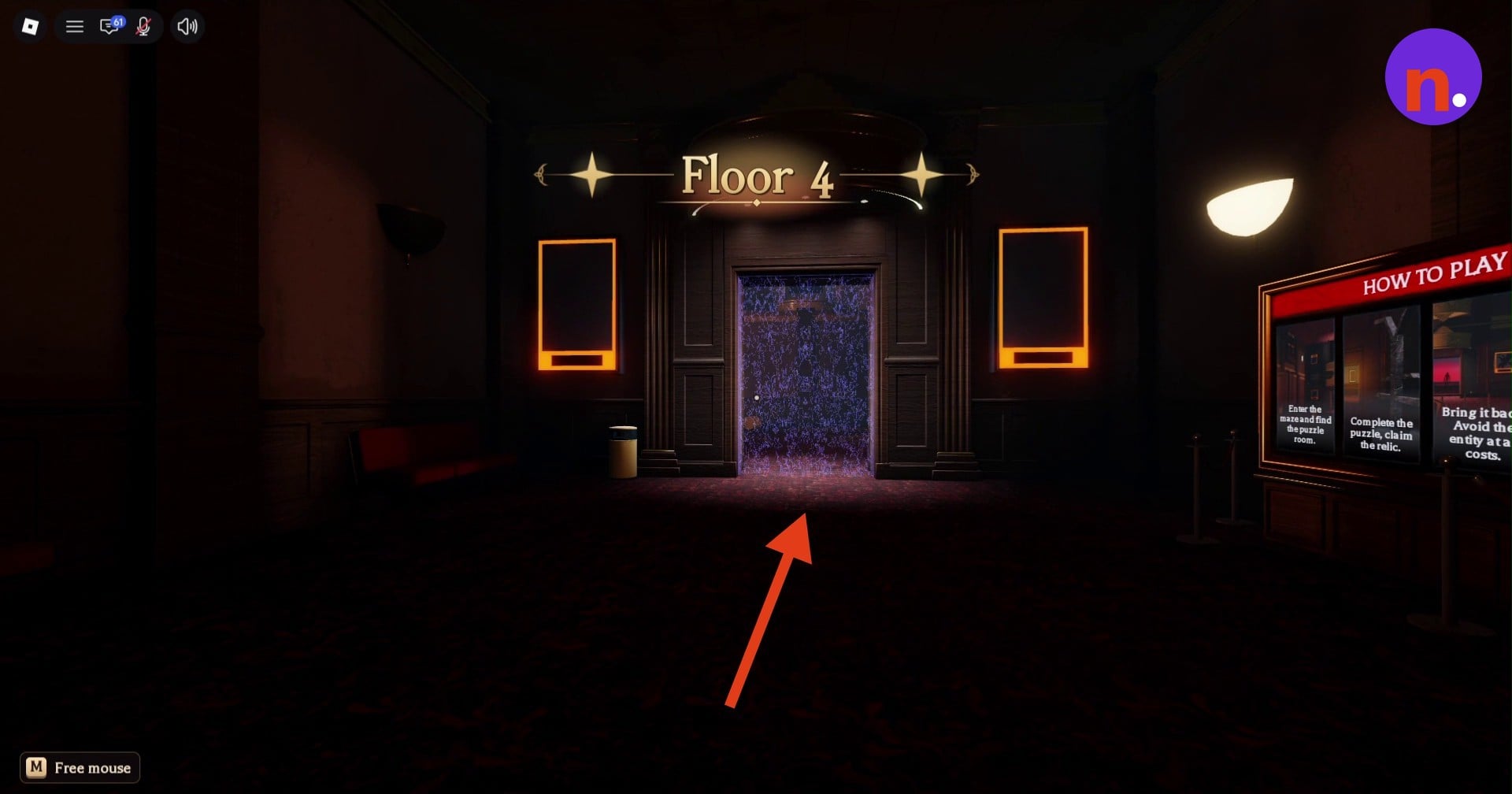 The Floor 4 entrance and its instruction board