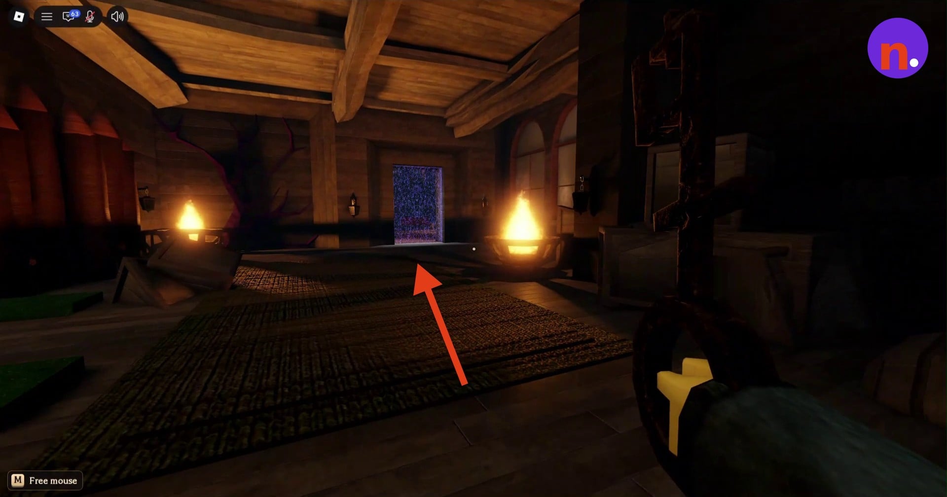 The purple exit portal with the key in hand