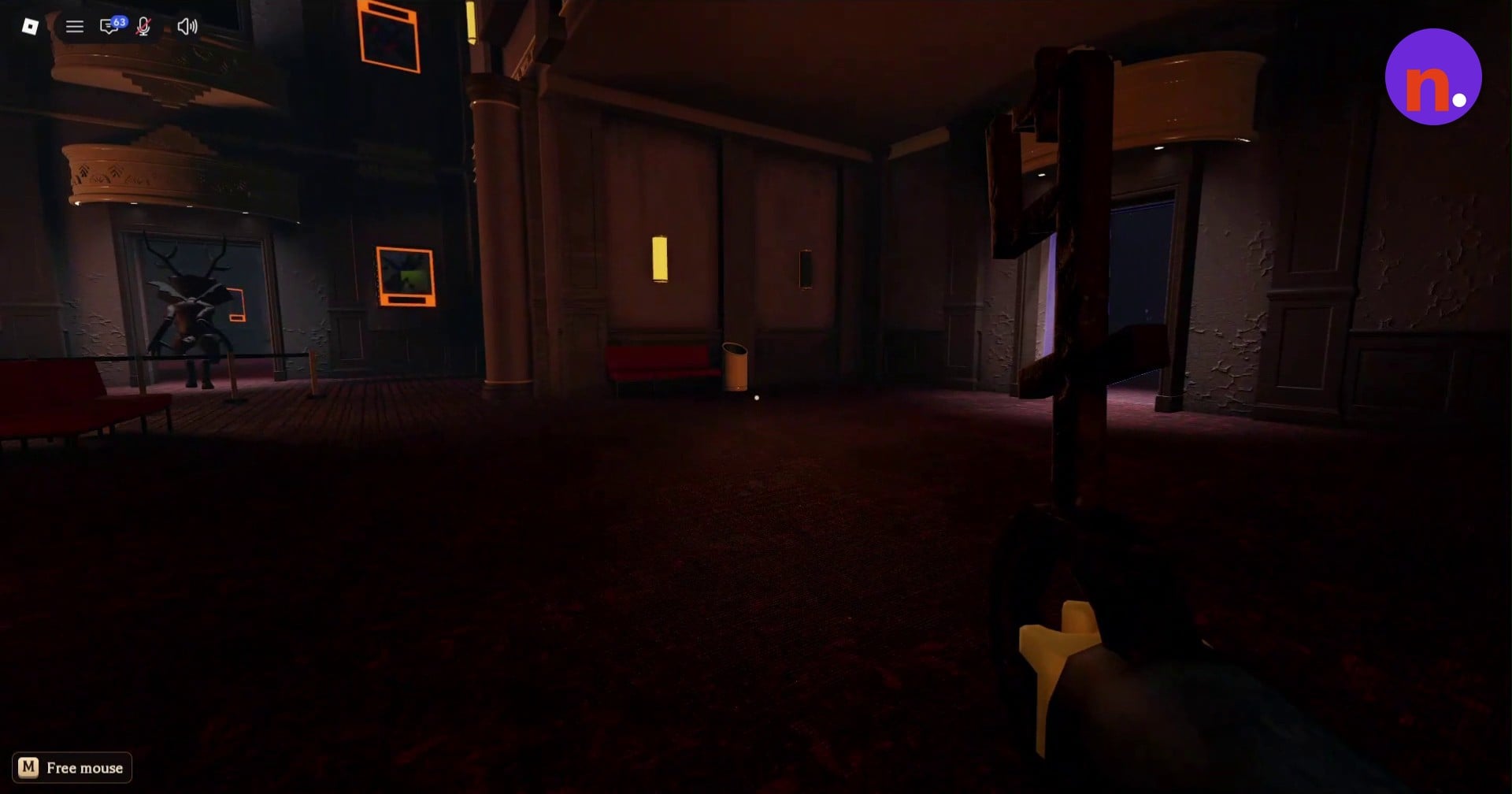 The elevator doorway on the right during the escape