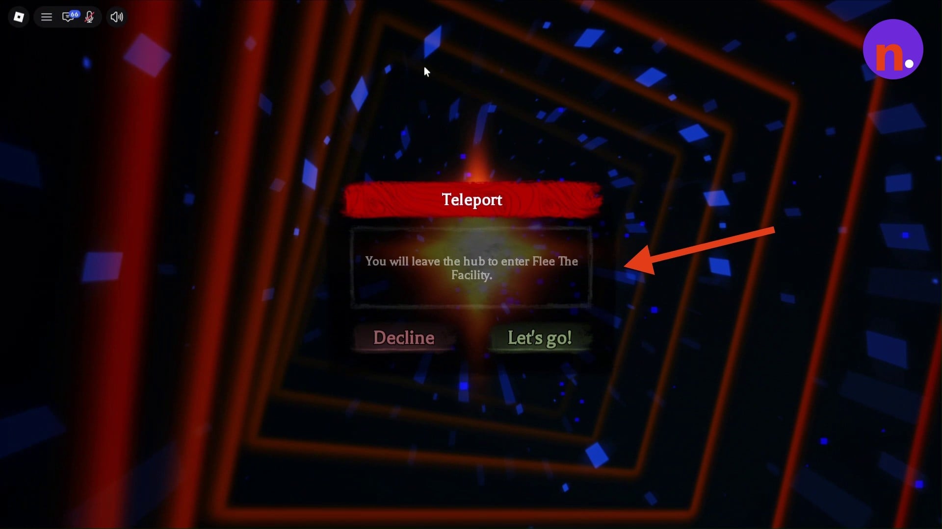 Select Let's go! to enter Flee the Facility