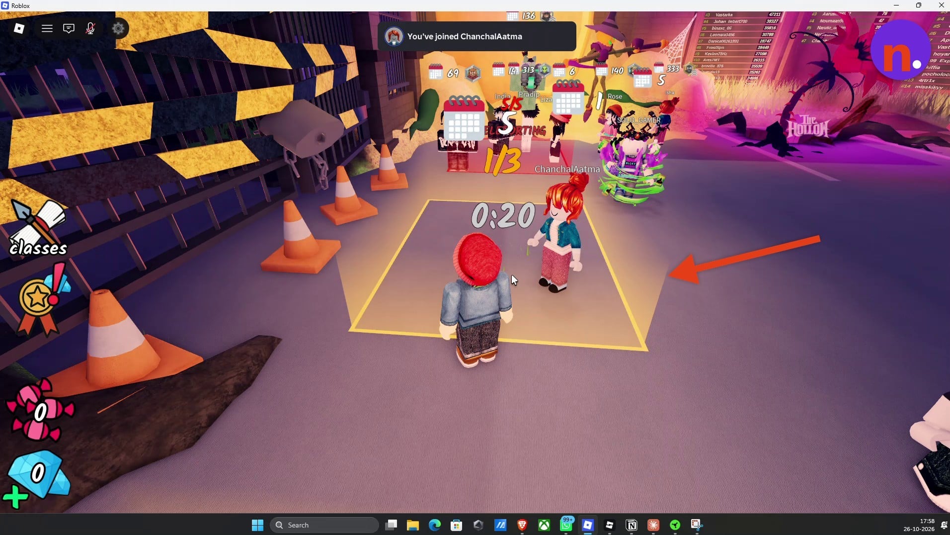 Stay inside an available yellow matchmaking square