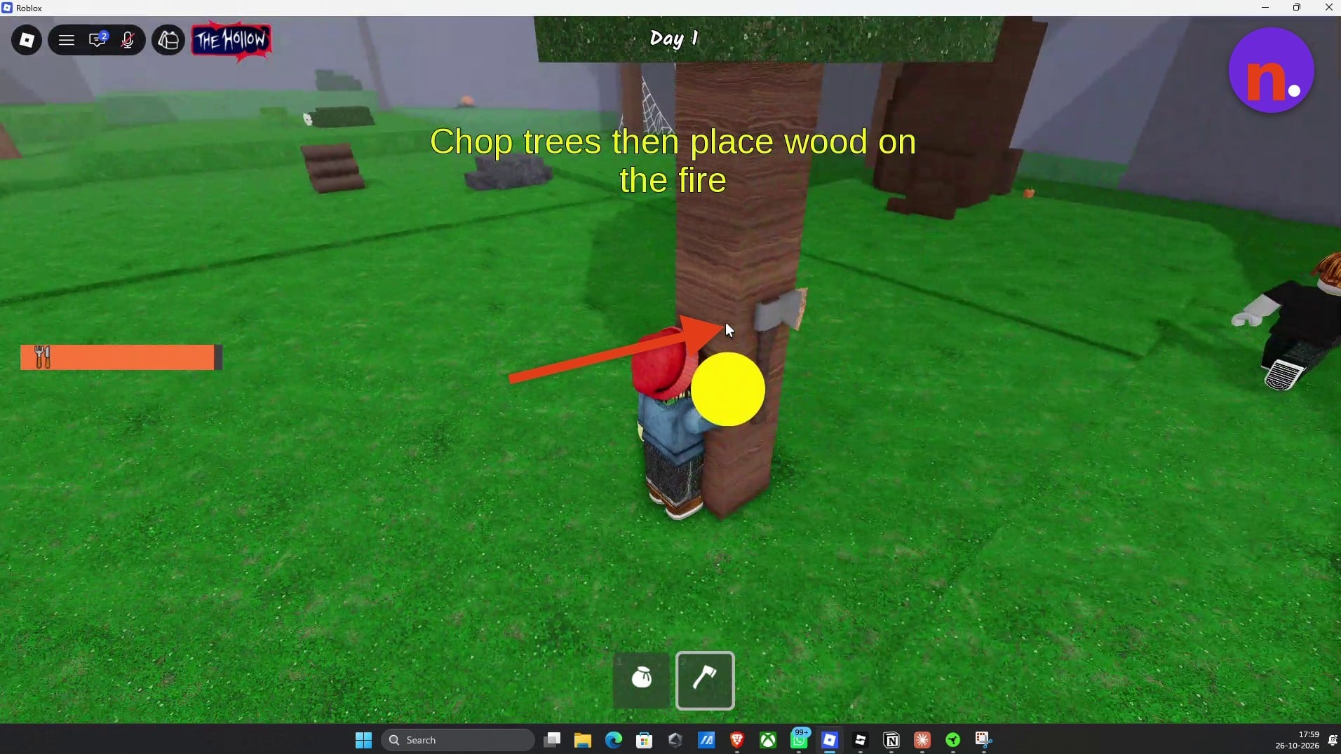 Chop trees around the campsite for wood