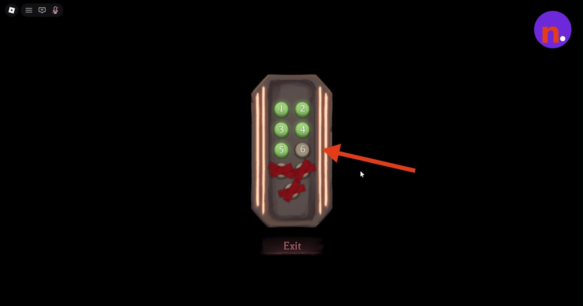Select button 6 on the elevator panel