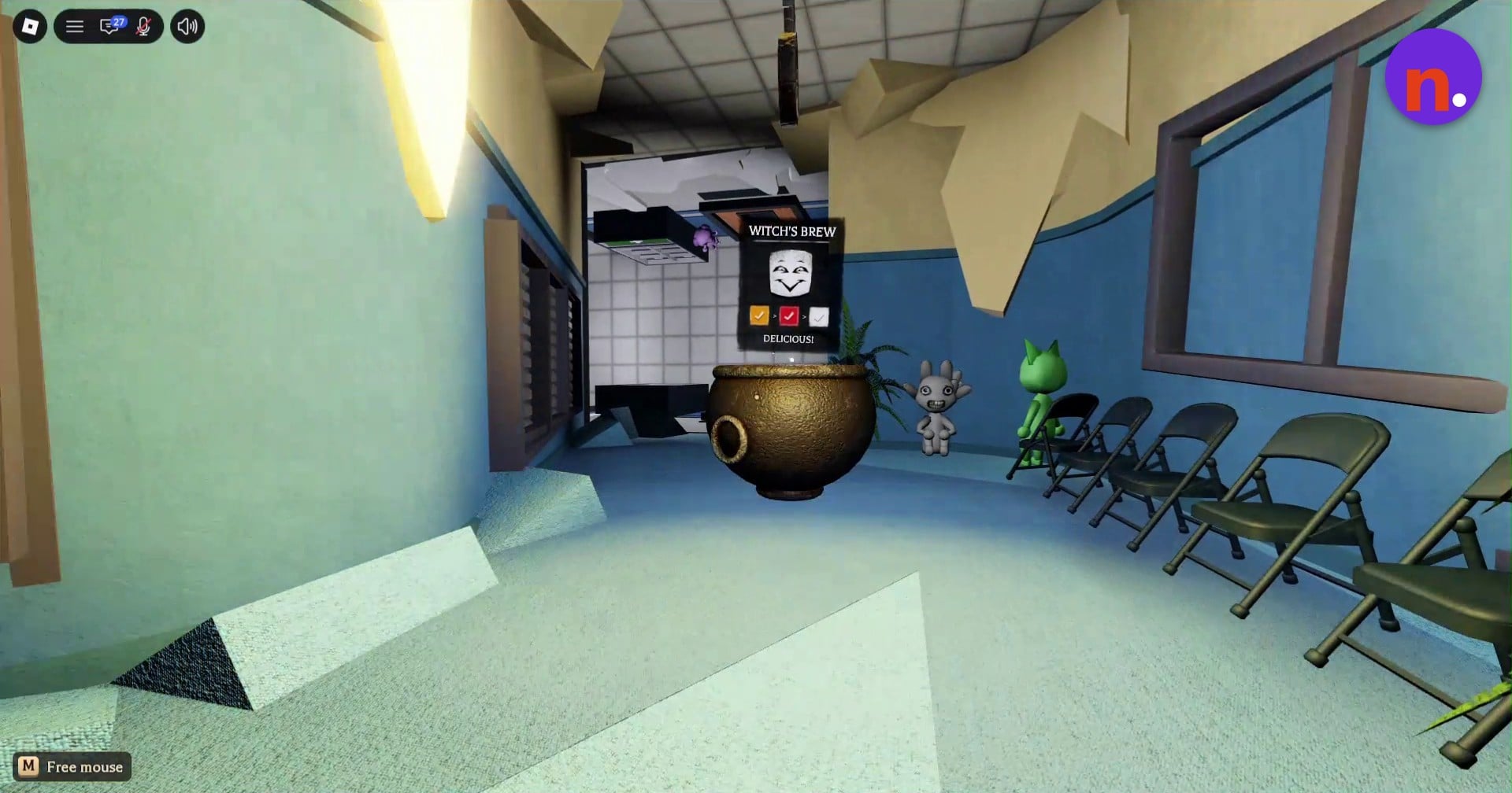 The golden cauldron and DELICIOUS! display during the escape