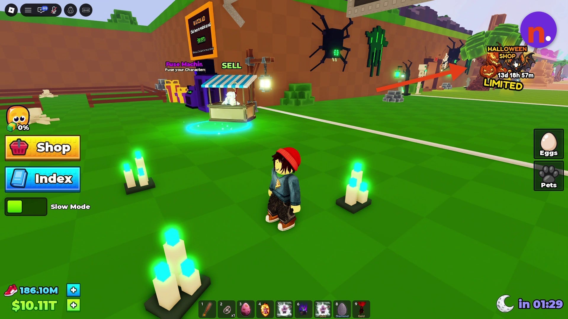 Use the Halloween Shop menu to spend your fire tokens.