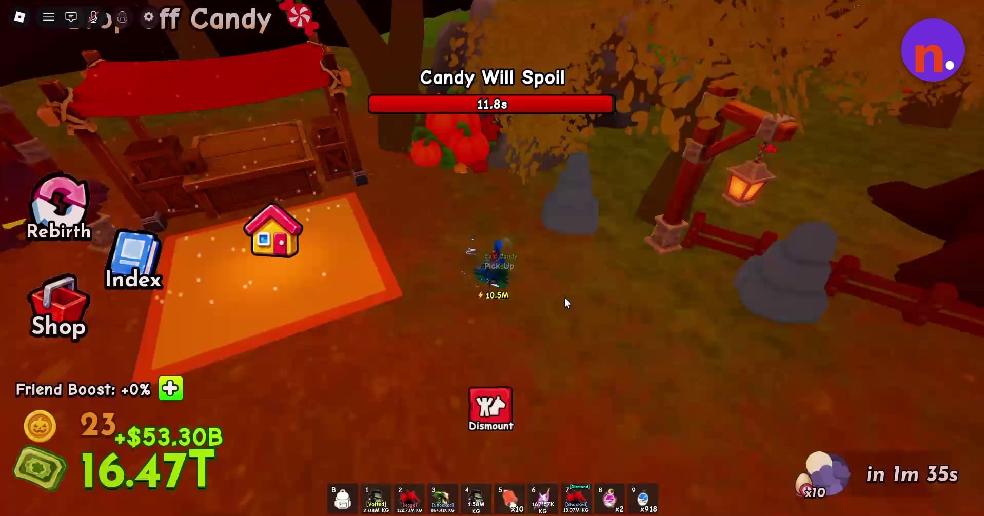 Candy pickup and spoil countdown