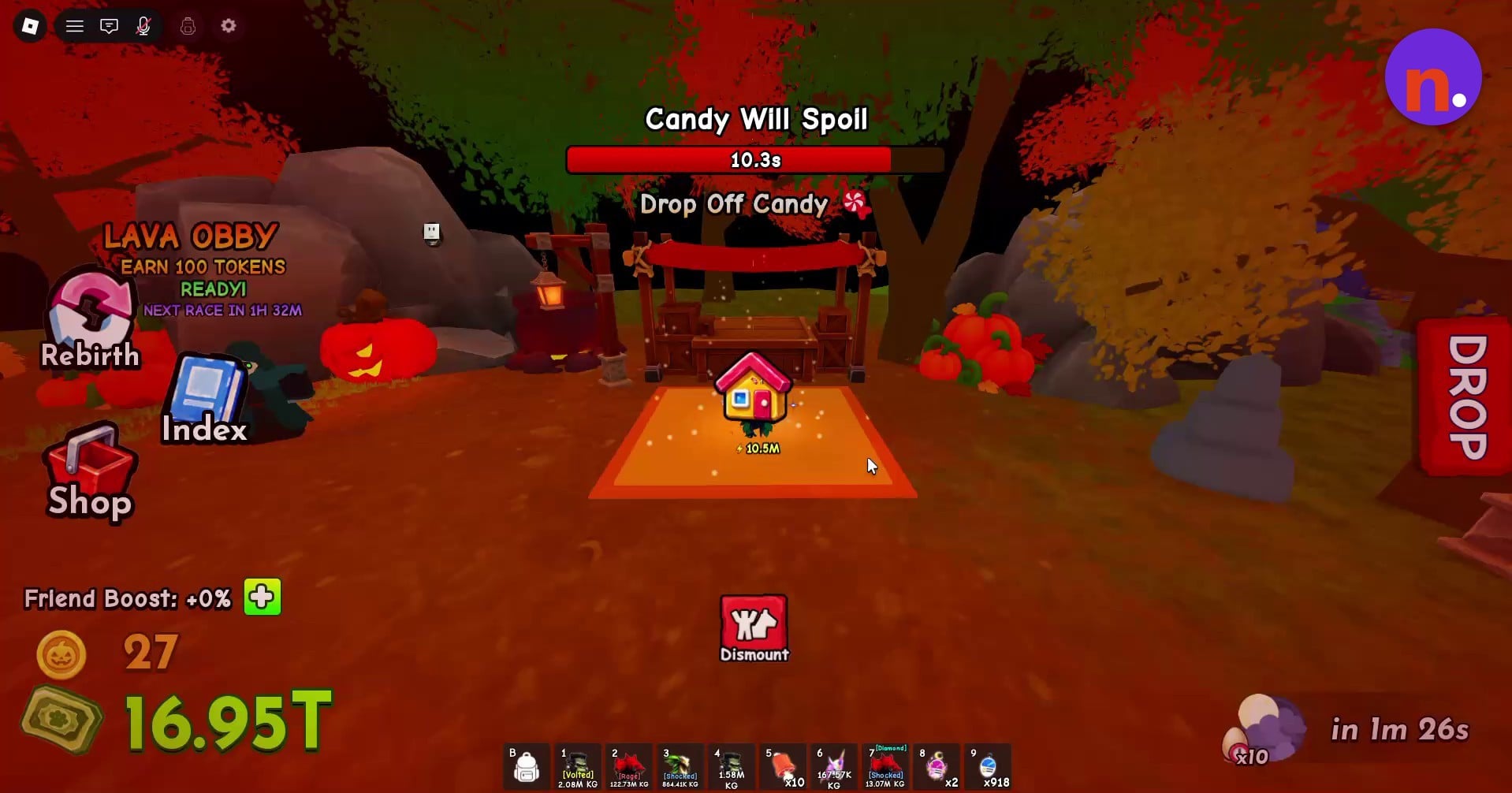 The candy drop-off station