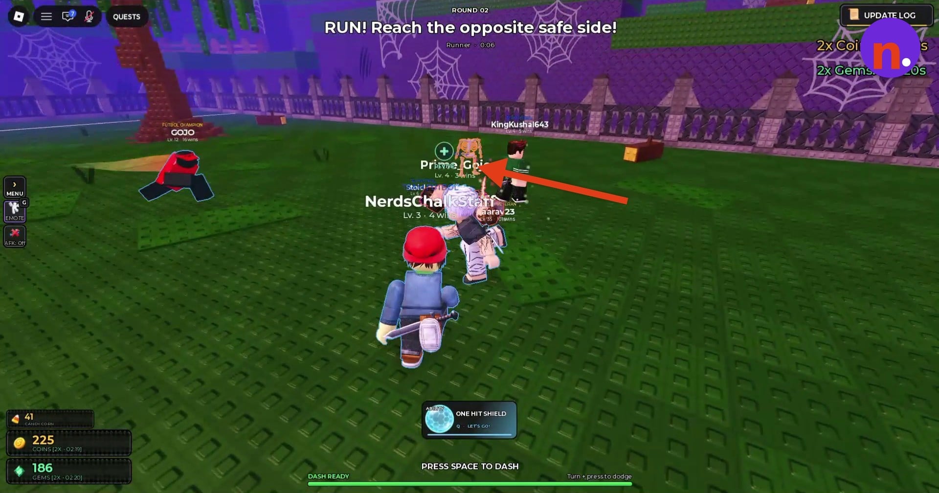 Runner dash and dodge controls