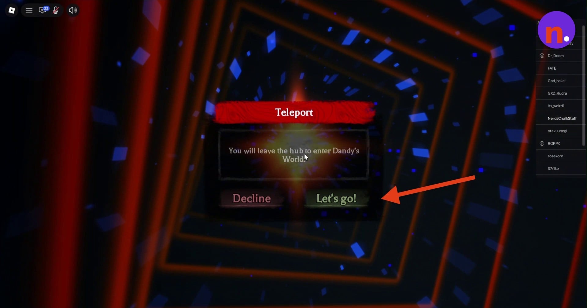 Accept the teleport