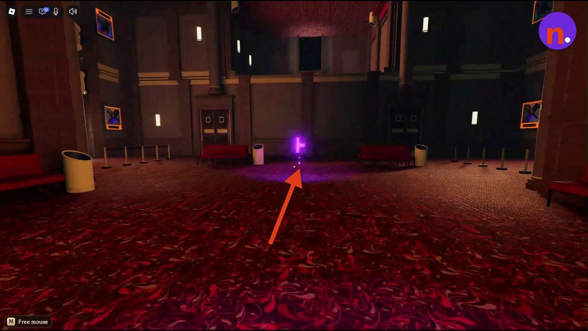 Recognize the floating purple rune tile in the hall