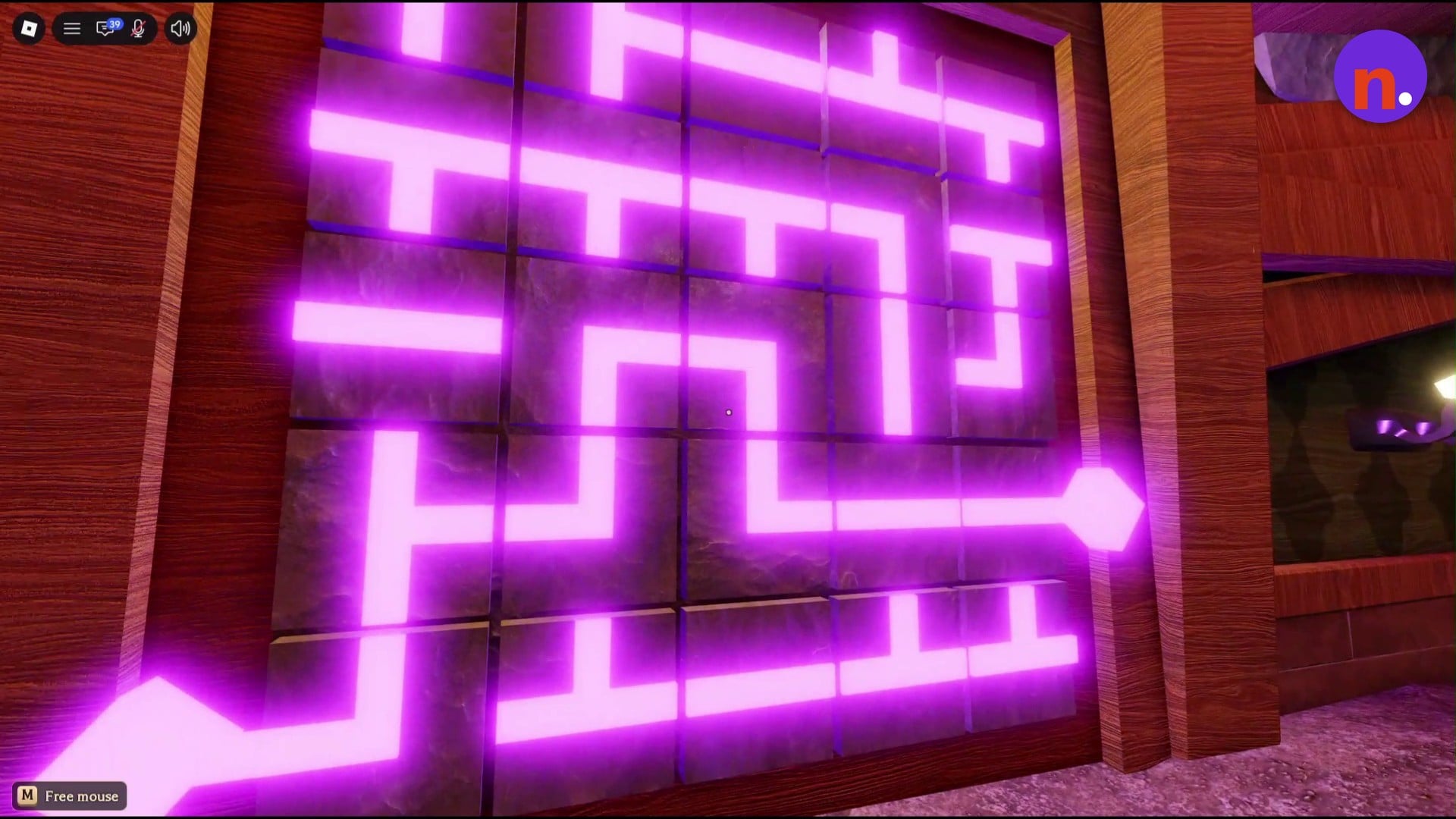 The completed purple path connects the bottom left to the right side