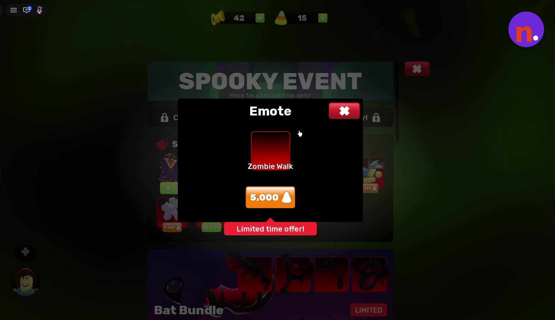 Zombie Walk emote in the Spooky Event shop