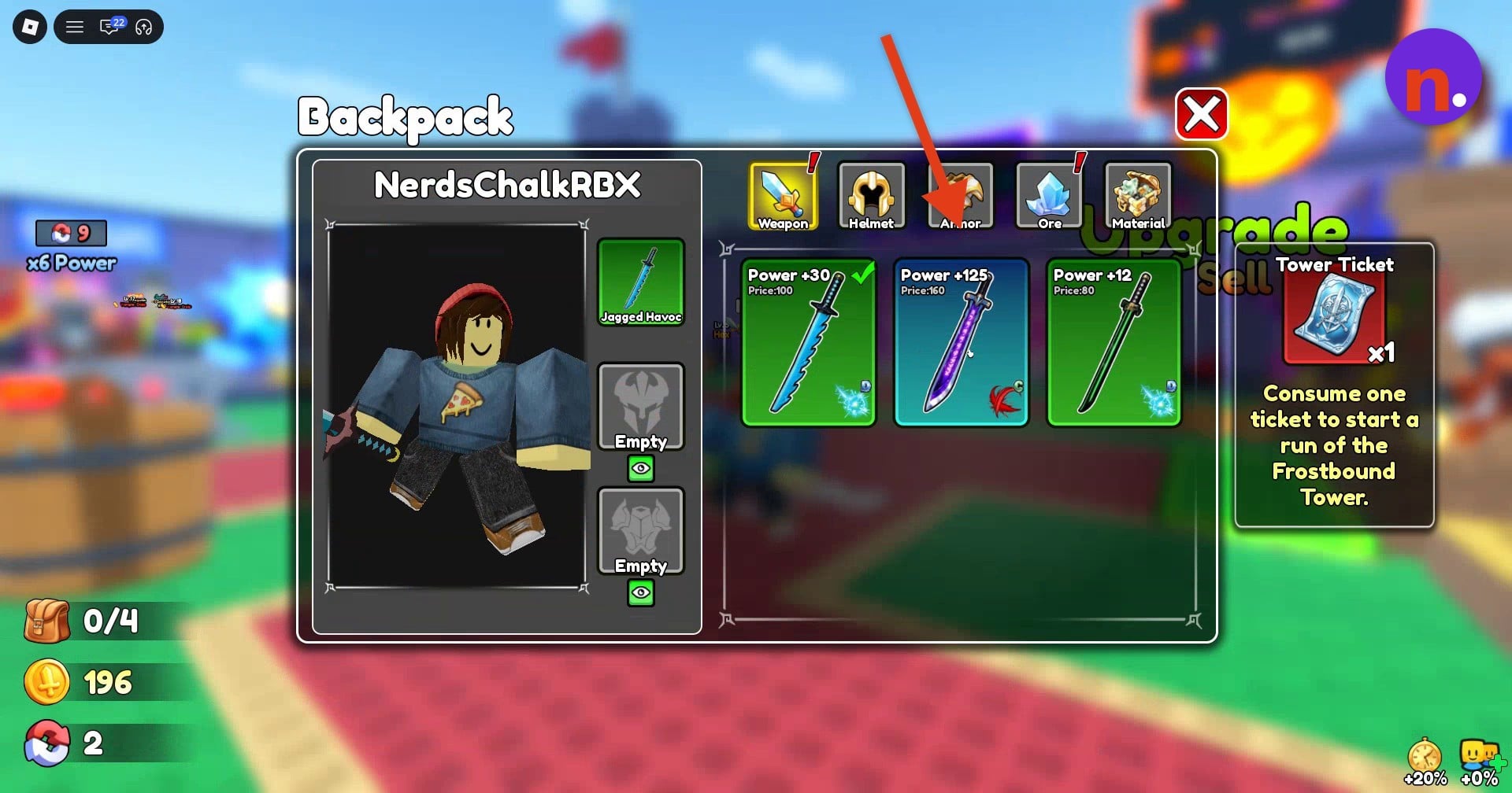 Void Rifter in the Backpack weapon inventory