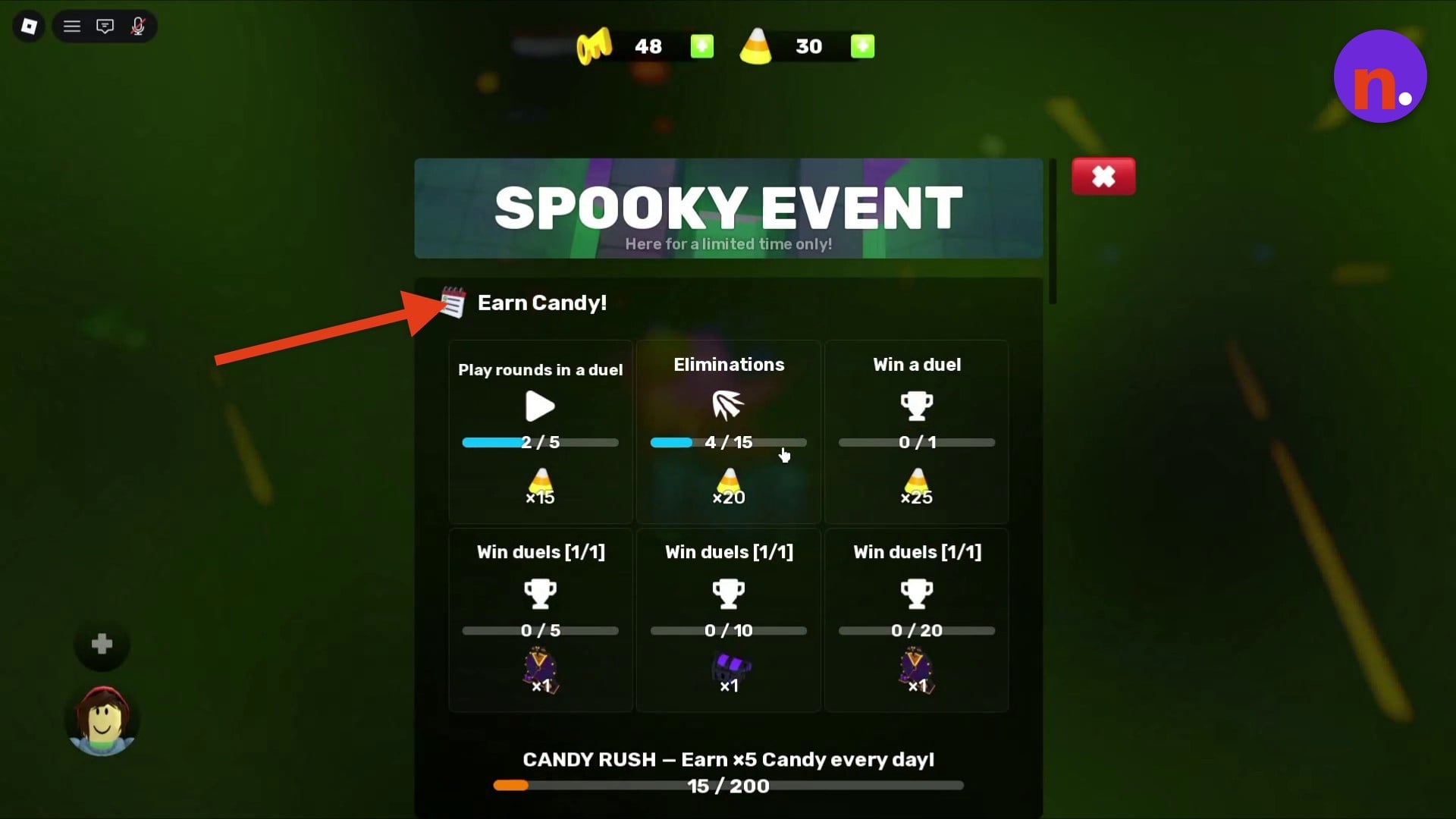 Spooky Event menu