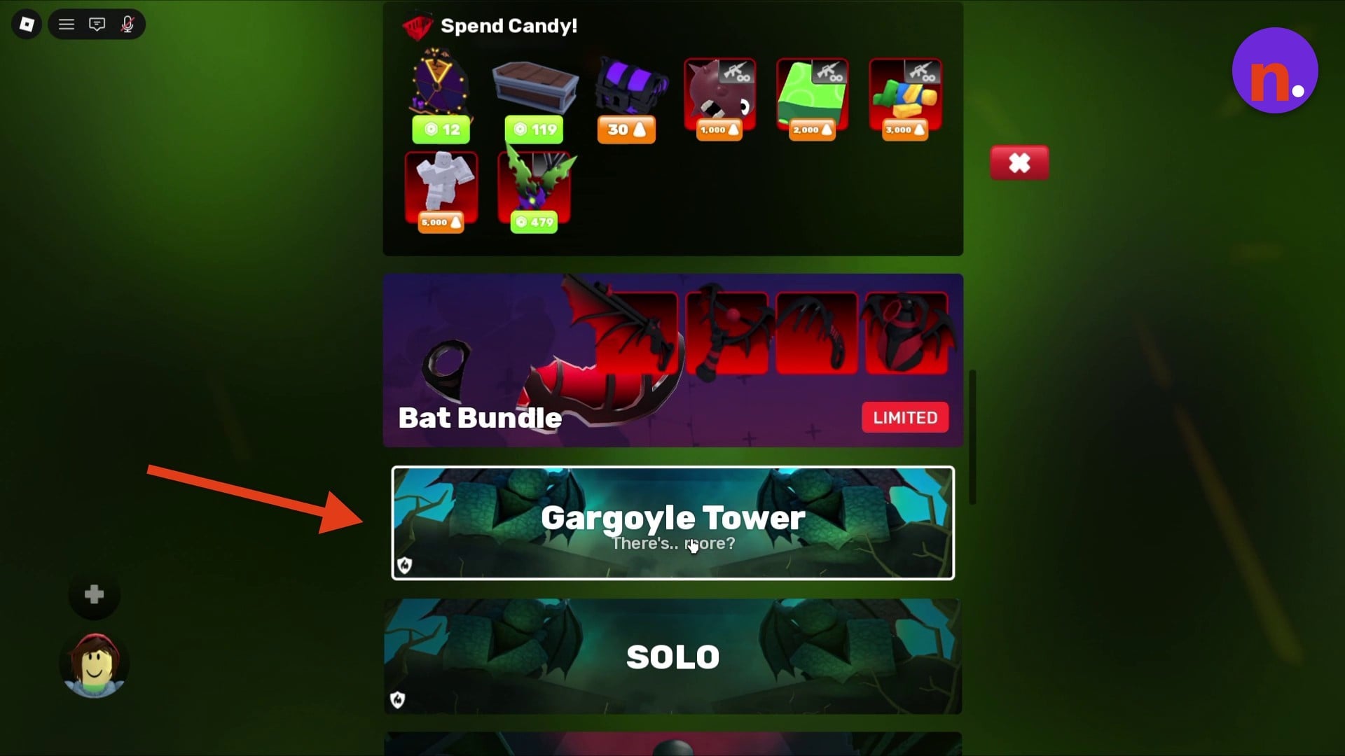 Gargoyle Tower mode selection