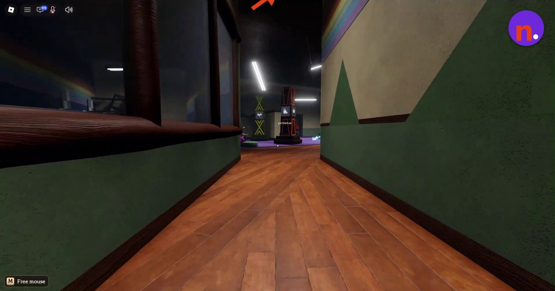 Follow the hallway into the glowing pillar room