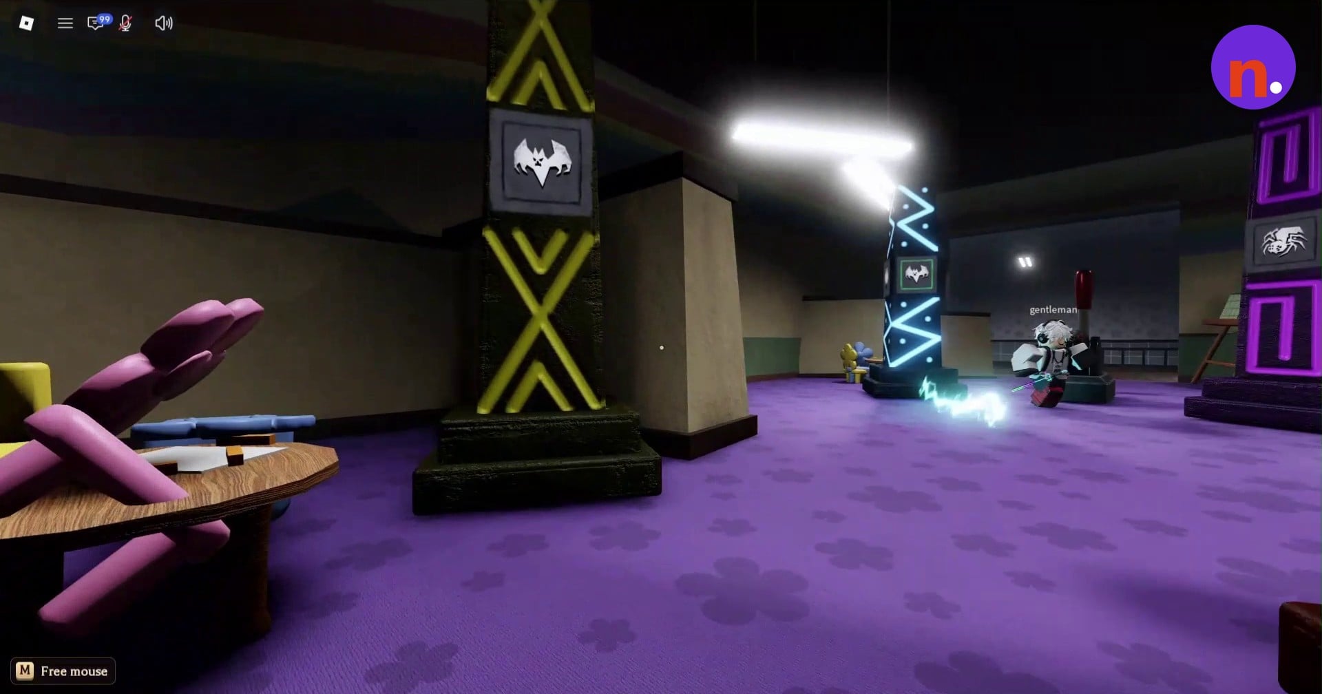 Examine the symbols on the colored pillars