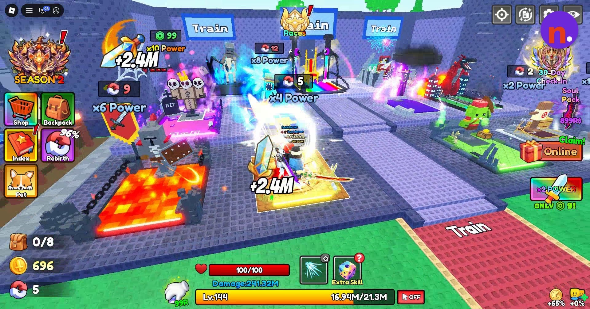 Glowing training pads and their Power labels