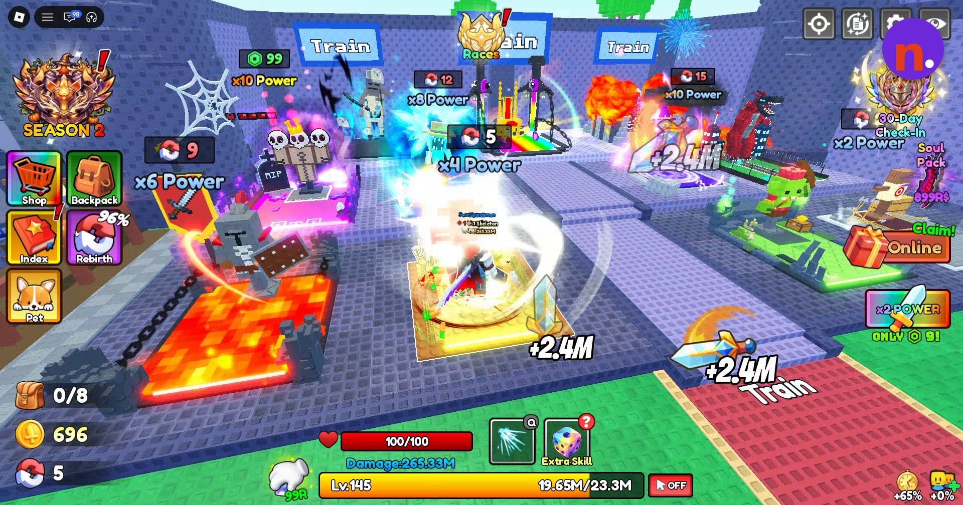 Training on a glowing Power pad
