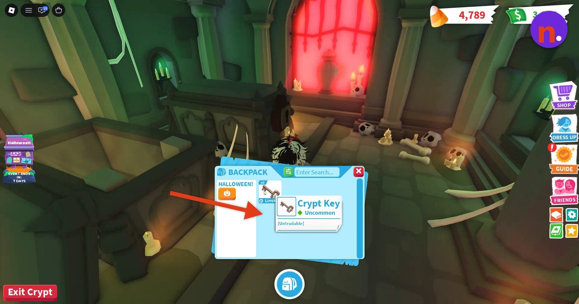 The Crypt Key inventory card