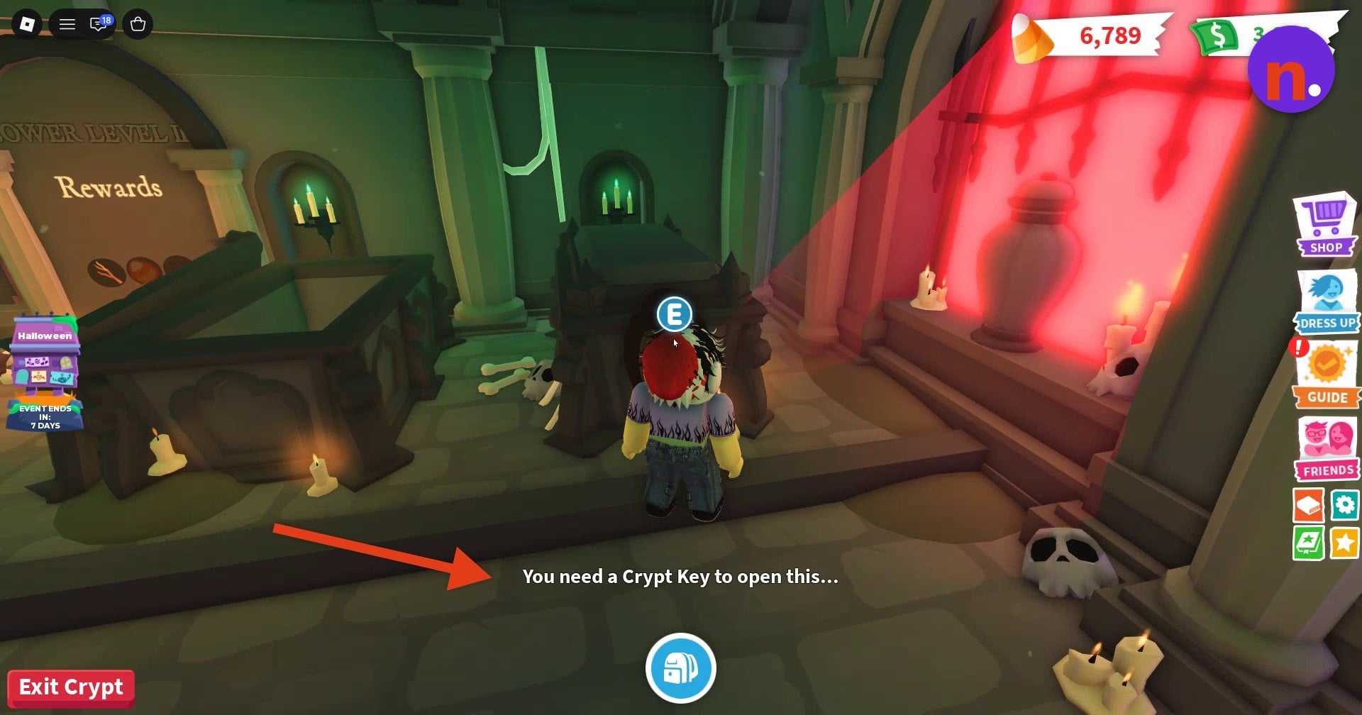 The locked coffin’s Crypt Key requirement