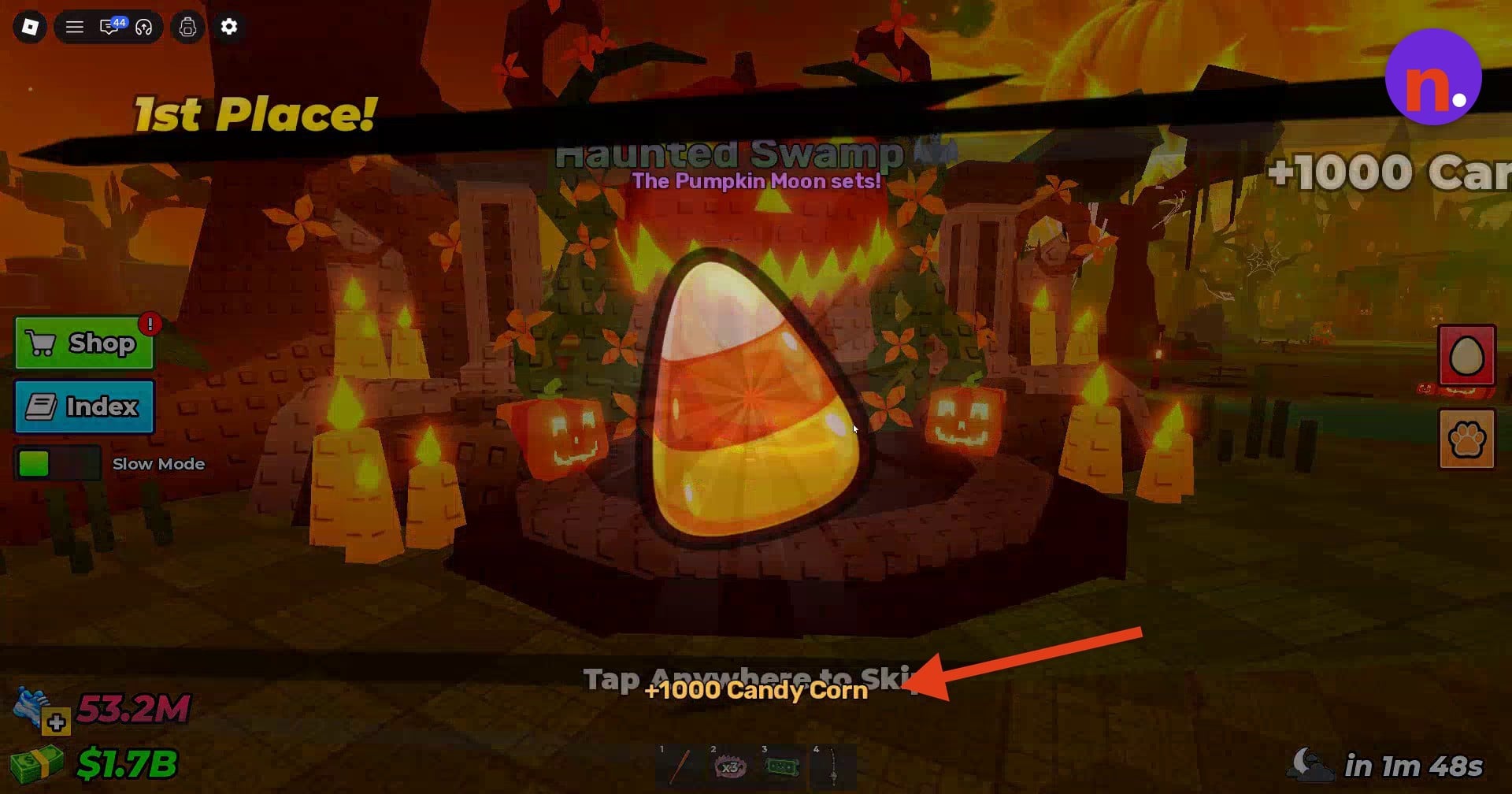 The Return Pumpkins results screen