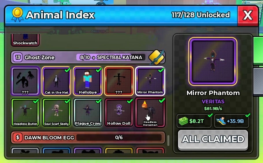 Mirror Phantom card values
