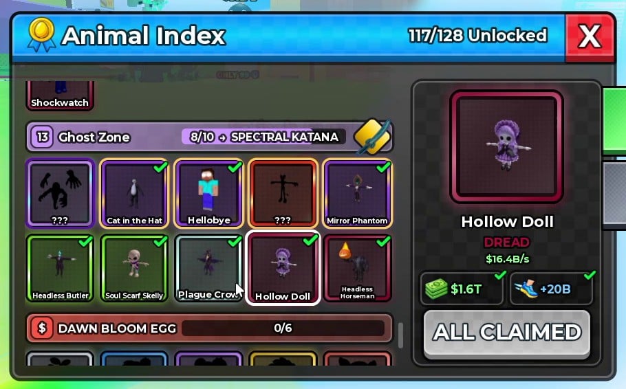 Hollow Doll card values