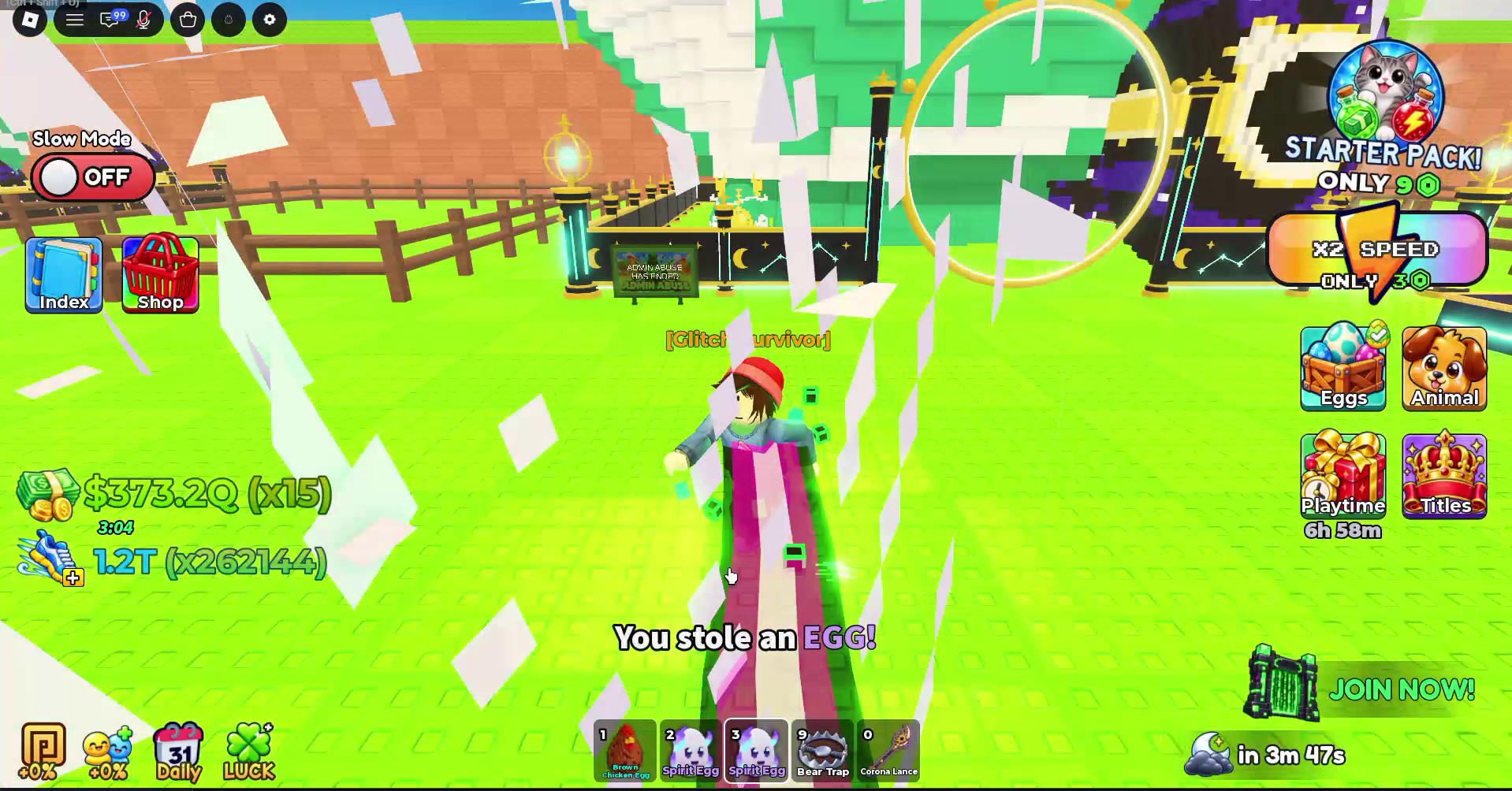 The successful theft message at the base