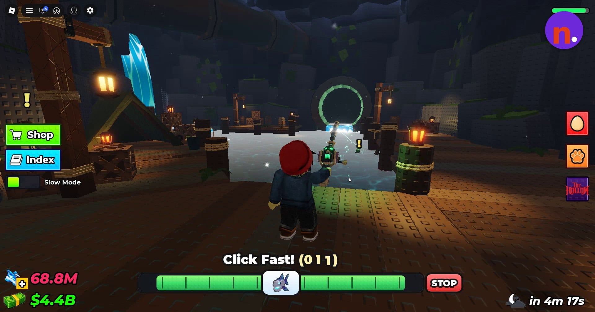The fishing minigame interface