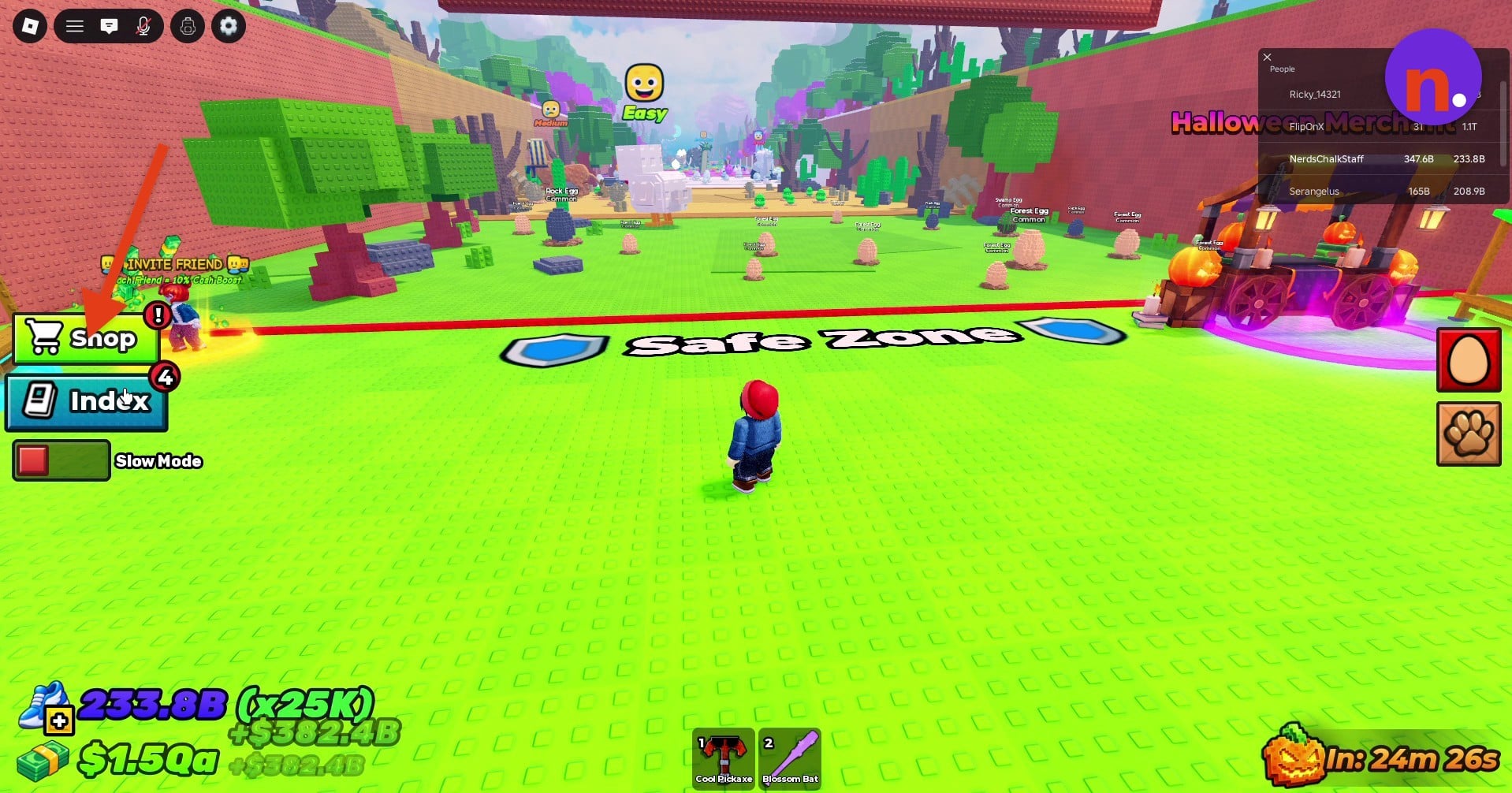 Find the Index icon on the left side of the screen.