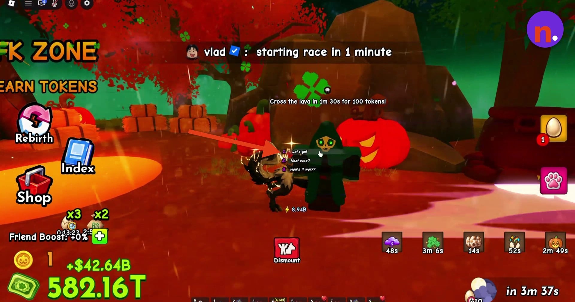 The option that starts the Lava Obby race