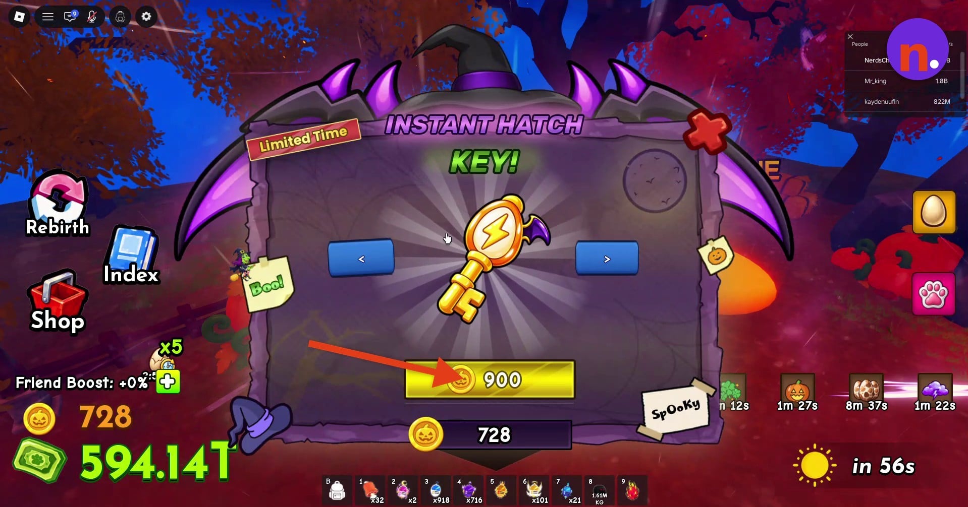 Find the Instant Hatch Key in the Halloween Shop