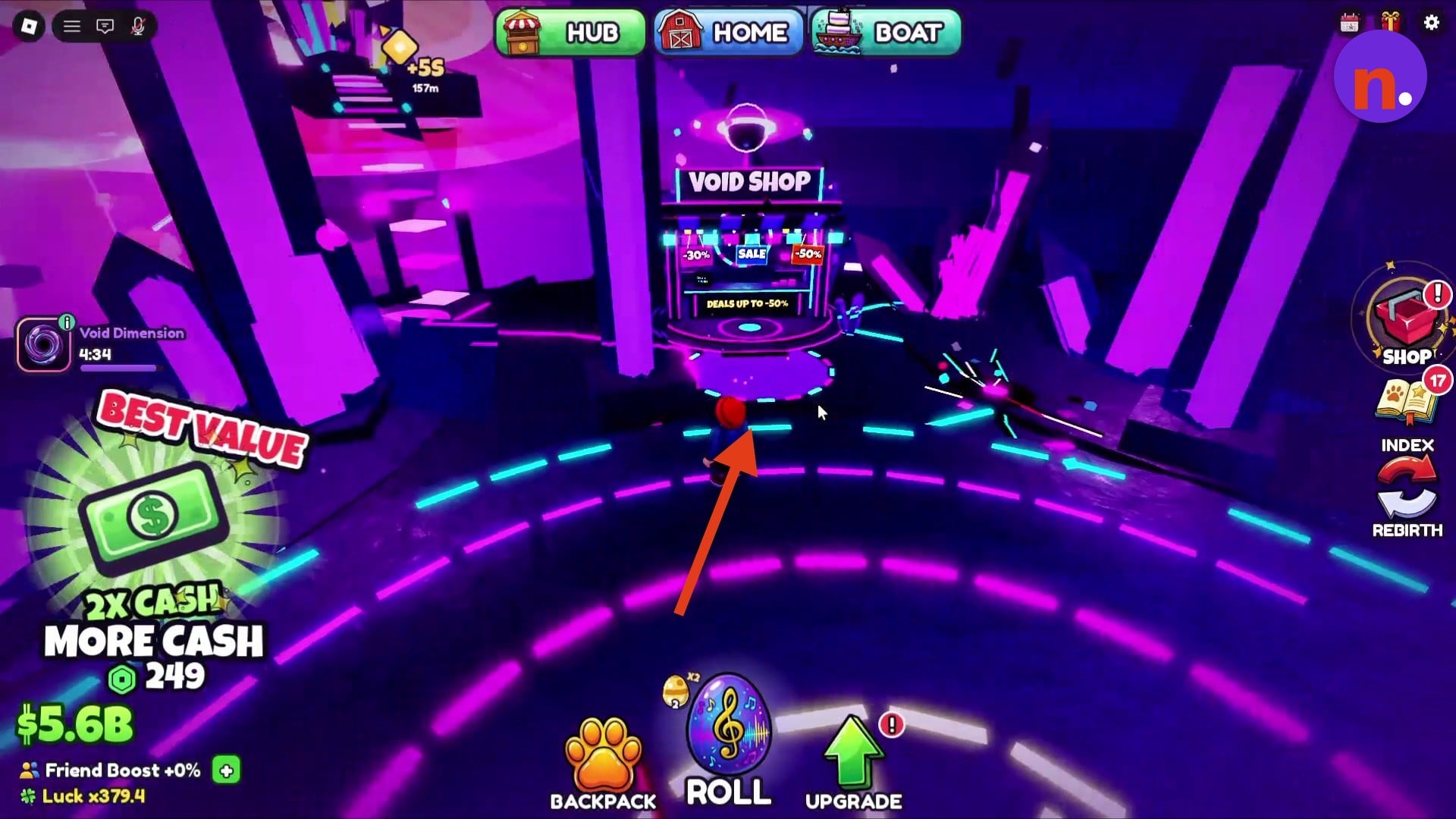 Recognize the kiosk by its neon VOID SHOP sign