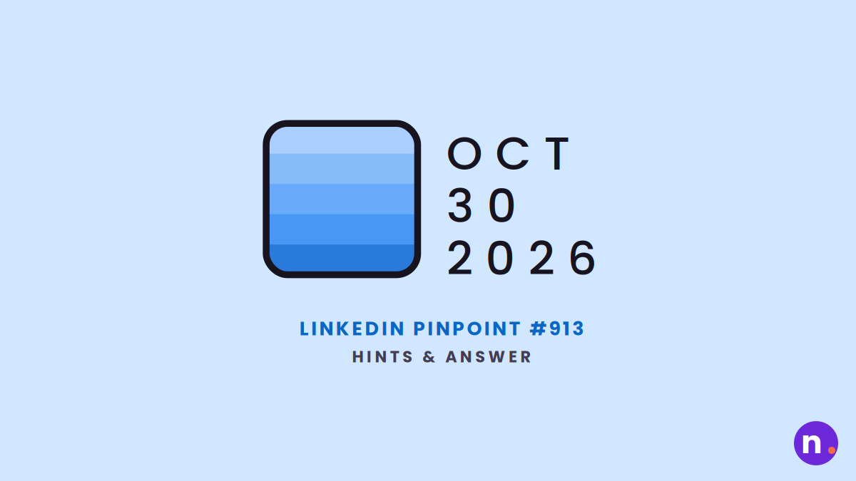 Game icon and date for LinkedIn Pinpoint #913 Hints and Answers for October 30, 2026