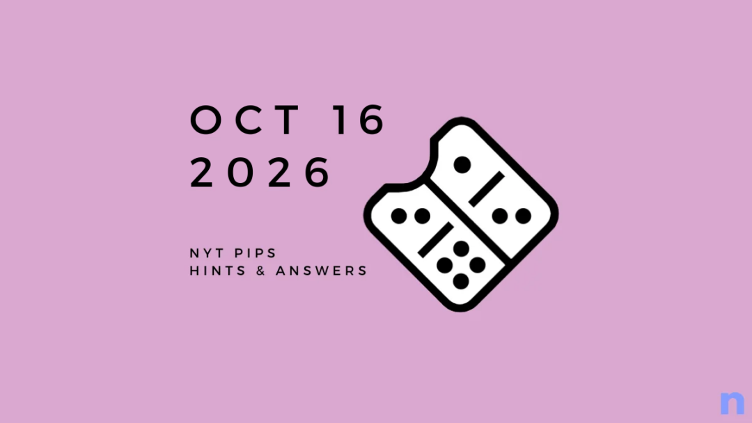 Game icon and date for NYT Pips Hints and Answers for October 16, 2026