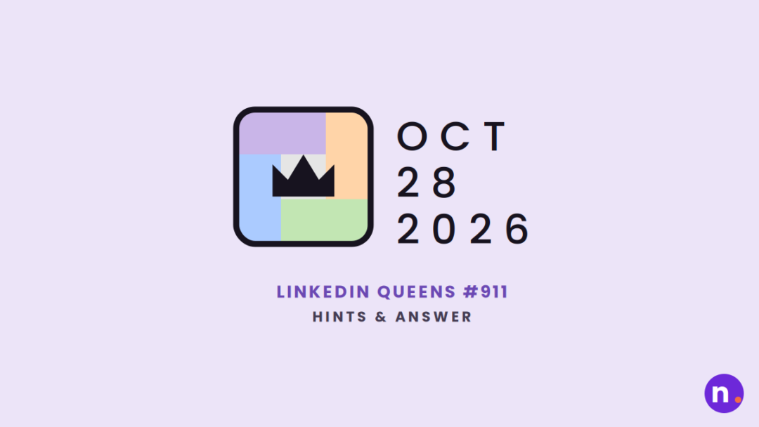 Game icon and date for LinkedIn Queens #911 Hints and Answers for October 28, 2026