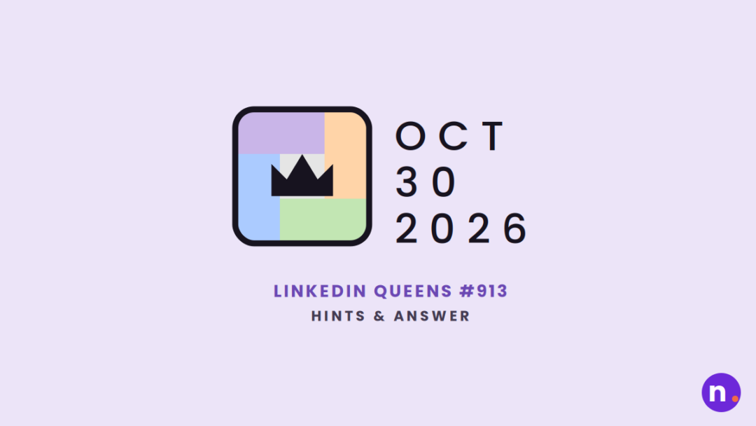 Game icon and date for LinkedIn Queens #913 Hints and Answers for October 30, 2026