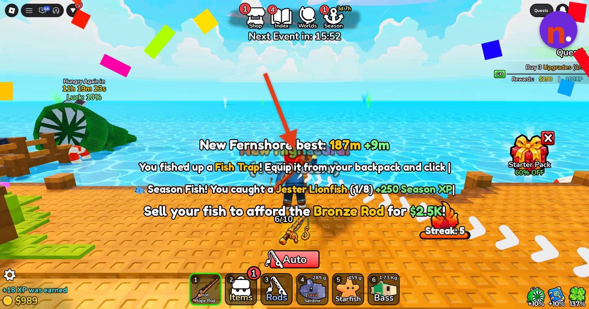 Watch for the Fish Trap drop notification