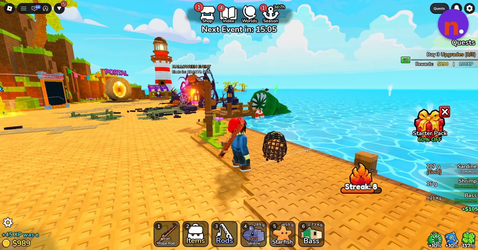Collect the fish awarded by the trap