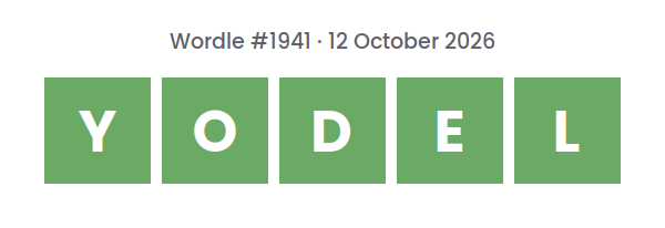 Solved Wordle row for puzzle #1941 on 12 October 2026, with the answer YODEL.