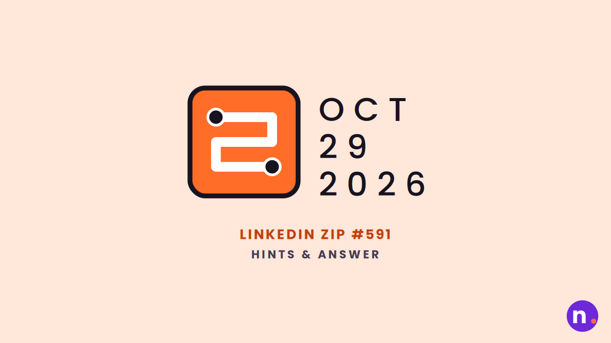 Game icon and date for LinkedIn Zip #591 Hints and Answers for October 29, 2026