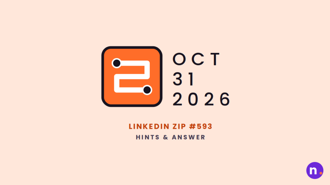 Game icon and date for LinkedIn Zip #593 Hints and Answers for October 31, 2026