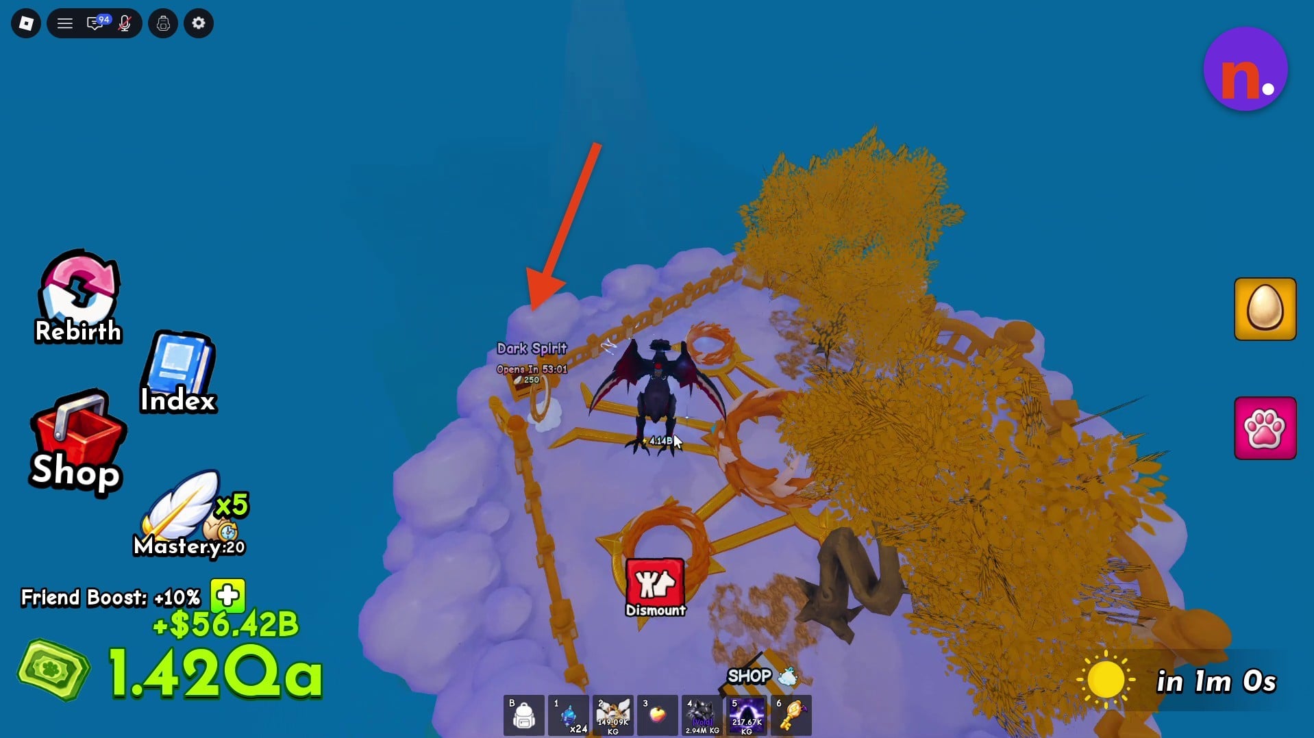 Find the Dark Spirit portal on Heaven's cloud platform